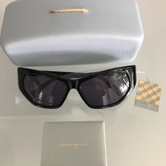 KAREN WALKER Black Superhero Wrap Sunglasses